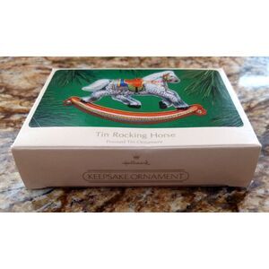 Hallmark TIN ROCKING HORSE Keepsake Christmas Ornament Vintage 1983 Original Box